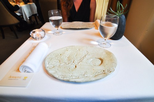 aubergine carmel place setting