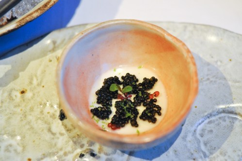 aubergine carmel caviar milk gelee