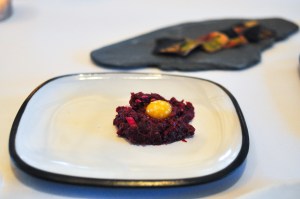 blue hill stone barns beet tartare quail yolk