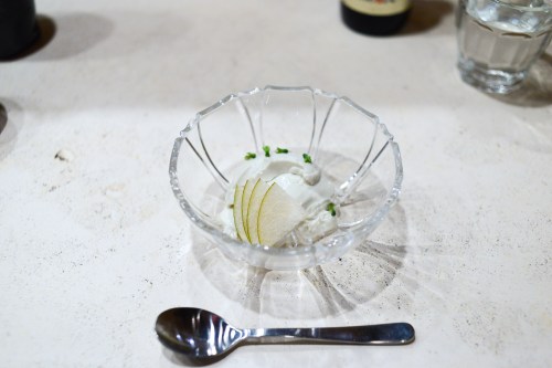 okonomi shiso tofu pear panna cotta